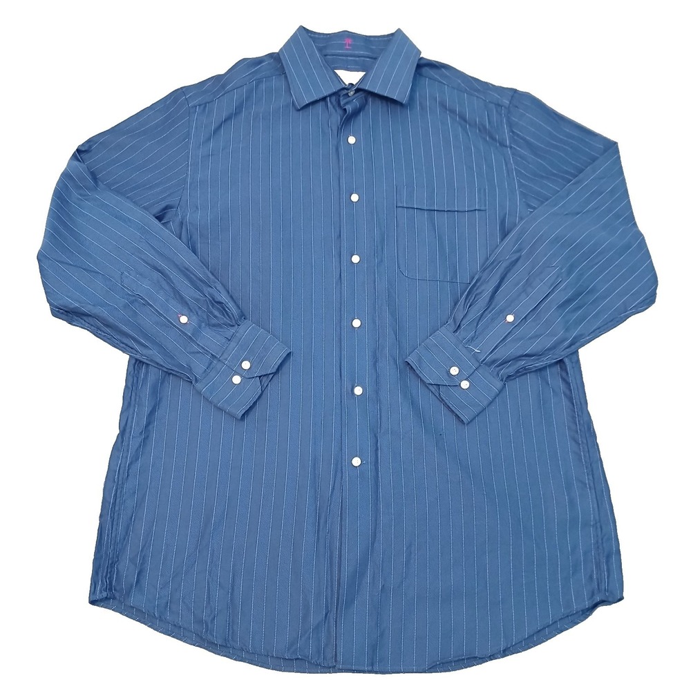 Tommy Bahama Blue Striped Long Sleeve Cotton Button-Up Shirt Men's 16 32-33